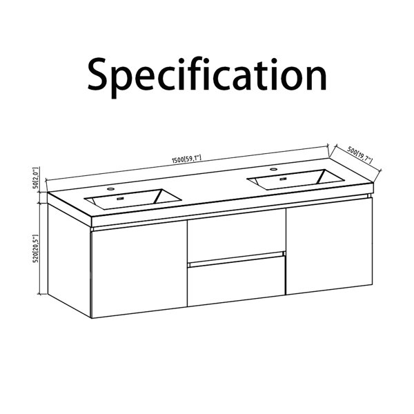 Union Rustic Jemarr 60'' Double Bathroom Vanity with Resin Top