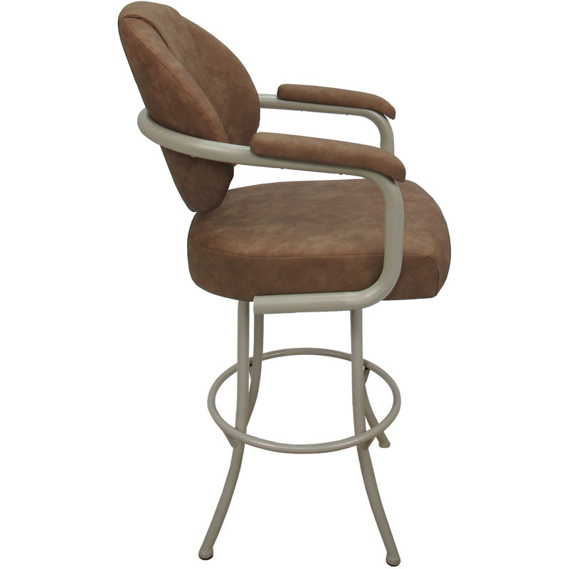 Tabouret de comptoir pivotant rembourré avec structure en métal Gurtejveer, Beige