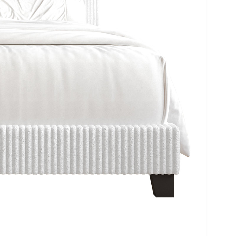 Lit tapissier en velours Pravesh, Blanc, Double