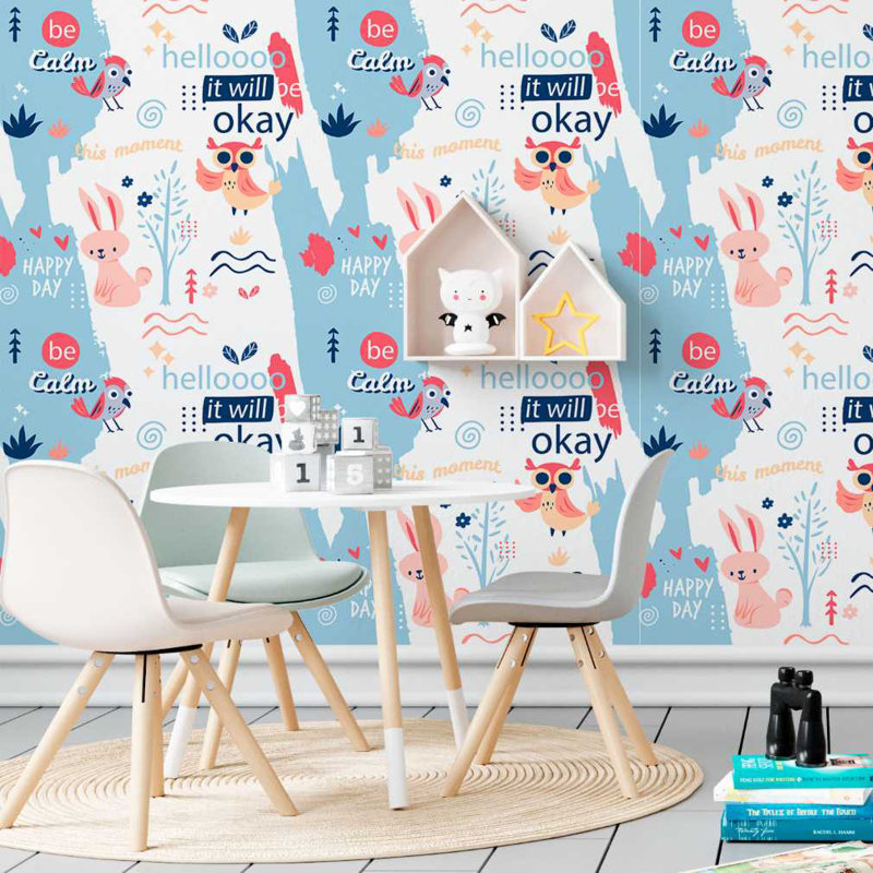 Rouleau de papier peint adhésif L 8,5 pi x l 24 po nokis oiseaux et lapins