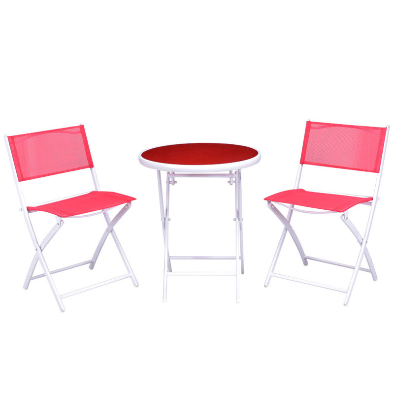 Devair 2 - Person Patio Conversation Set, Red/White