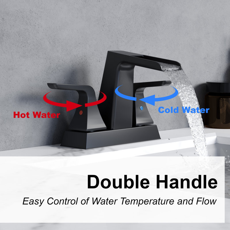 Matte Black Brass Centerset 2-Handle Bathroom Faucet
