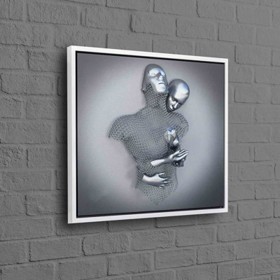 Toile de coton effet argent argenté 3D