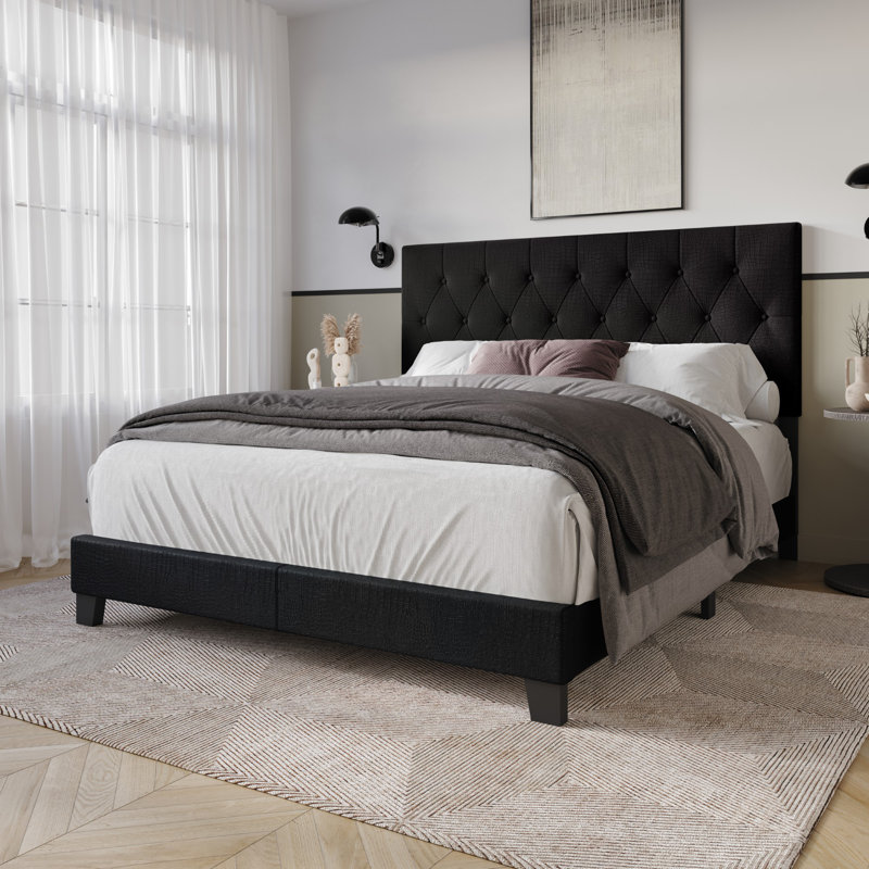 Araseli Upholstered Standard Bed, Queen, Black