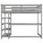 Size Loft Bed With Storage Shelves And Under-Bed Desk, Grey