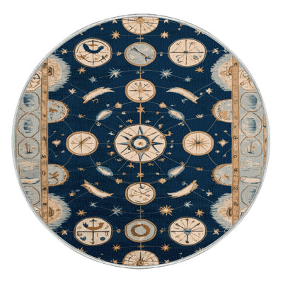 Washable Coastal Zodiac Plus Coastal Area Rug