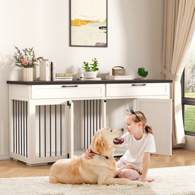 Meuble double pour cage de chien