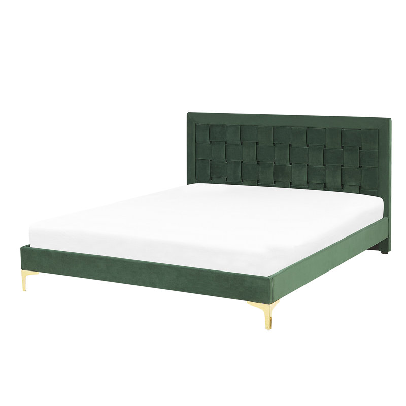 Ilya Upholstered Bed, European Kingsize (160 x 200cm), Green