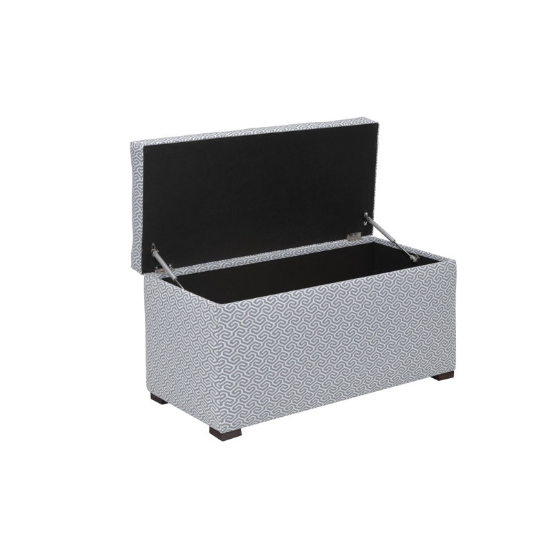 Banc de rangement à couvercle rabattable rembourré, Blanc / Bleu clair