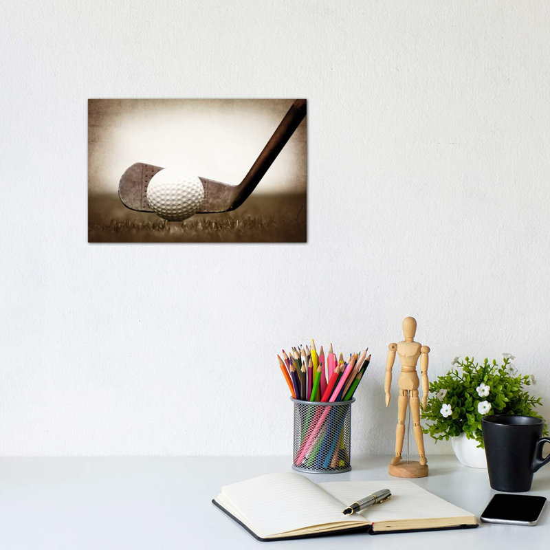 Golf Golf Vintage Grass - reproduction de photo, H 18 po x l 26 po x P 1,5 po, Toile tendue