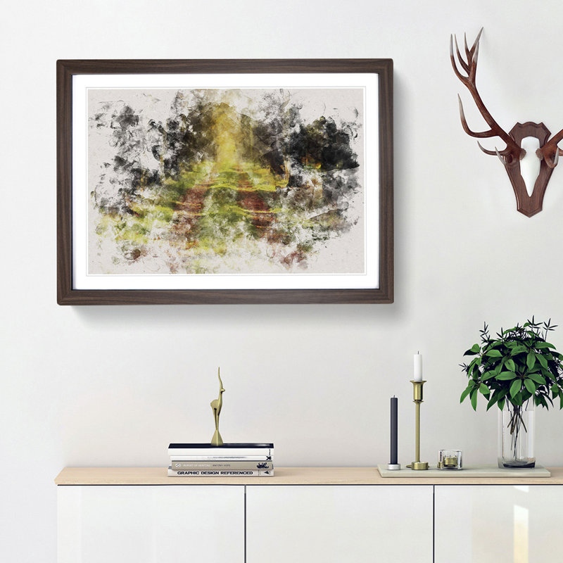 Direction Of The Forest - Picture Frame Painting, Walnut Framed, 24cm H x 33cm W x 2cm D