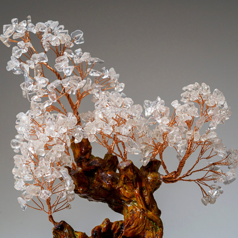 Genuine Quartz Gemstone Bonsai Tree In Oval Ceramic Pot (10€ Tall)