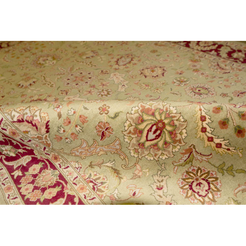 Tapis vert noué à la main de haute qualité