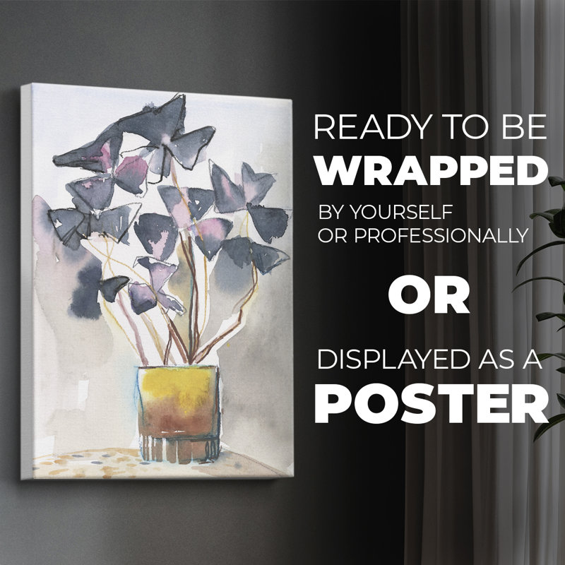 Oxalis dans un vase II - Impression sur toile seulement - NON-CADRE, H 18 po x l 12 po