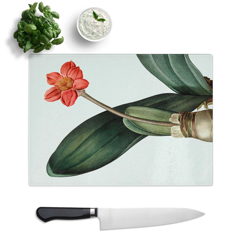 Tempered Glass Blood Lily Flower by Pierre-Joseph Redoute Chopping Board, 39cm W x 28.5cm L