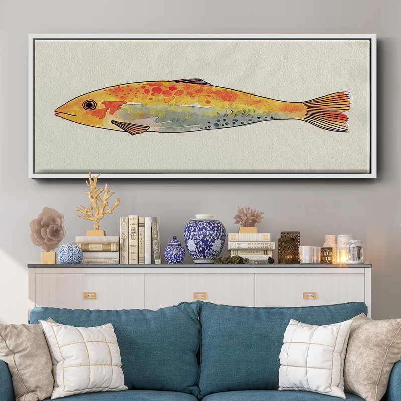 Poisson fantaisiste II - toile encadrée, H 24 po x l 60 po