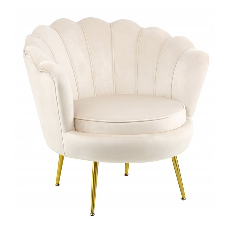 Yumin Upholstered Barrel Chair, Cream Velvet