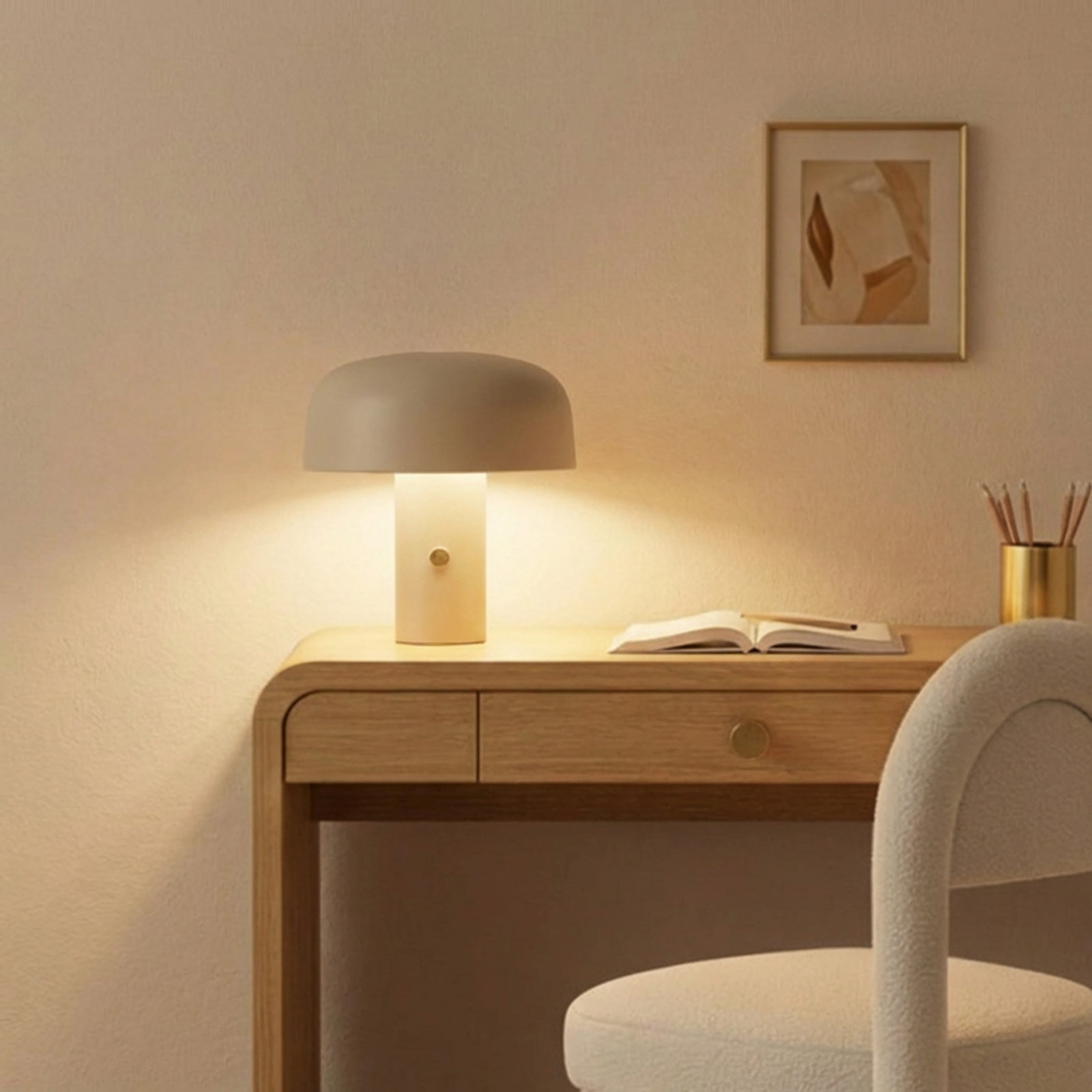 Latitude Run® Desk Lamp, Cream, White