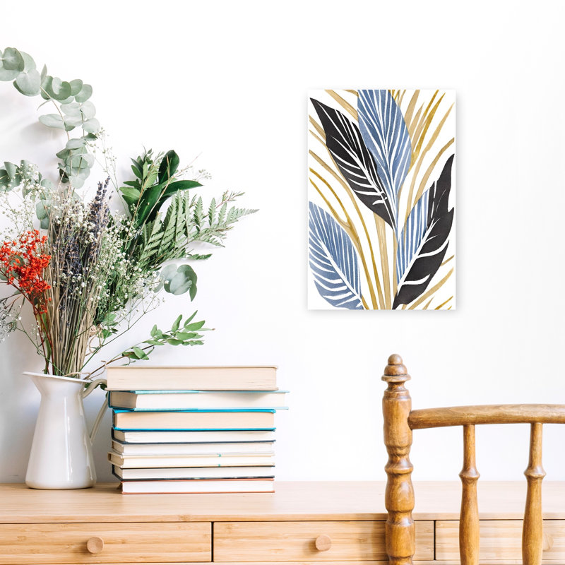 Affiche murale abstraite minimaliste moderne représentant des frondes tropicales, inspirée de la nature et des plantes.