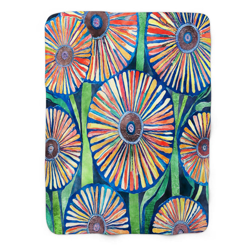 Funky Dandelion Fiesta Throw Blanket, 60" W x 80" L