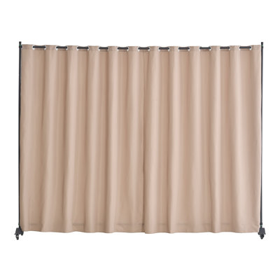 96" x 120" Portable Room Divider with Wheels - Beige Privacy Screen Curtain Panel for Office, Bedroom & Living Spaces