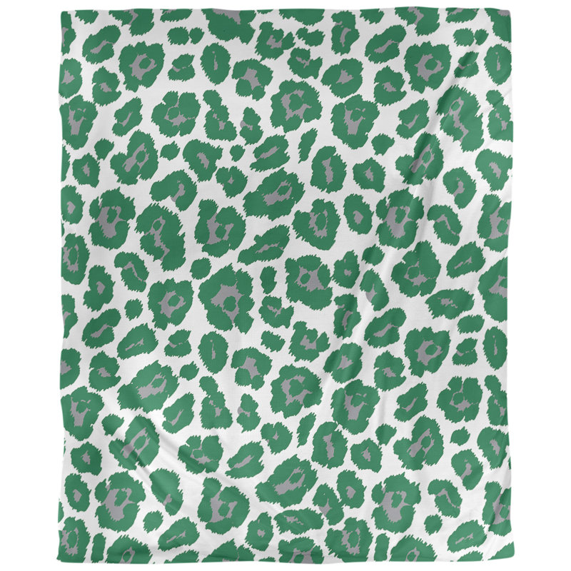 Housse de couette simple à imprimé léopard, Housse de couette pour très grand lit, Blanc / Vert / Gris, Polyester brossé