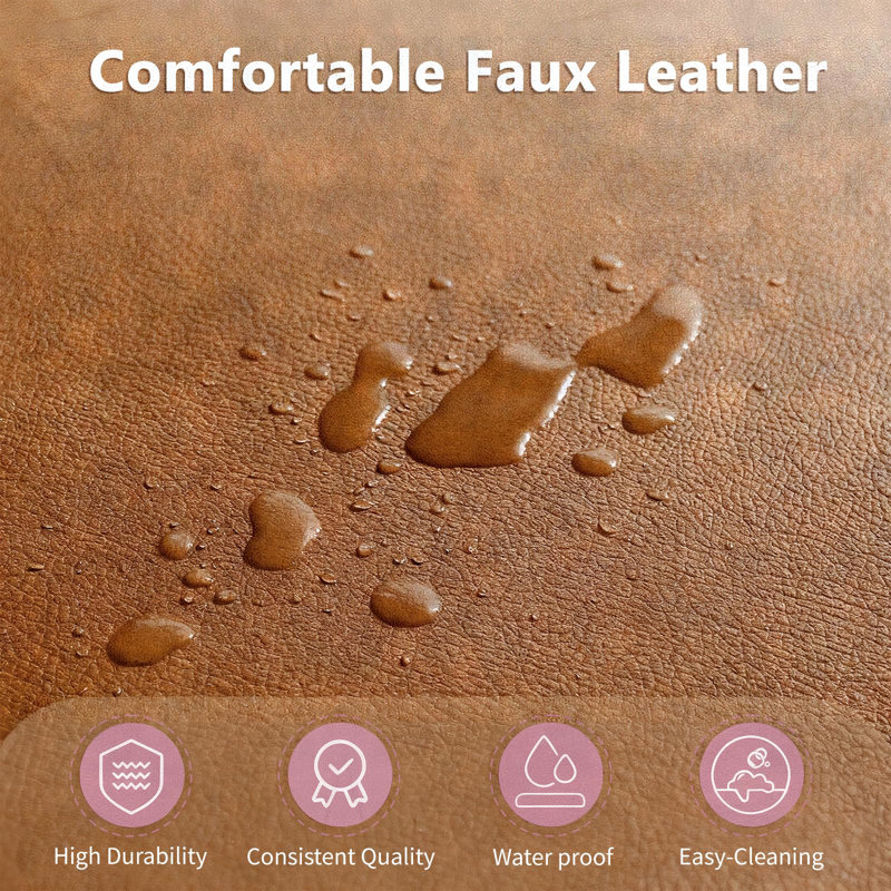47.6" Faux Leather Accent Chair, Brown