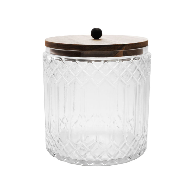 Pot en verre de 3,5 pintes avec couvercle en bois d'acacia