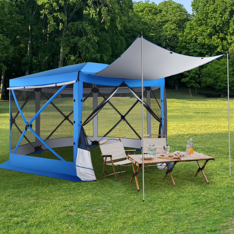 12'x12' Pop Up Gazebo 6-Sided Screen House Tent for Camping, Outdoor Instant Stargazing Gazebo Canopy with Awning 2.0,Portable Hub Tent with Removable Sidewalls,Screen Tent for Backyard