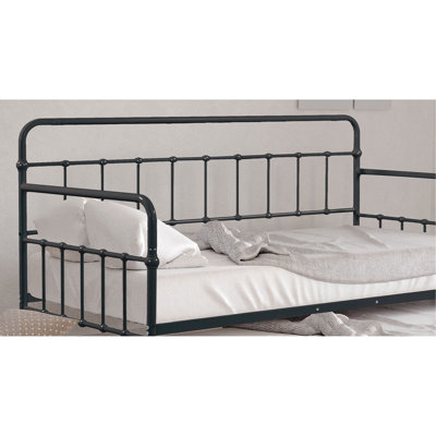 Lit de jour simple en métal noir 1pc avec structure de tuyau double en métal de style contemporain avec matelas