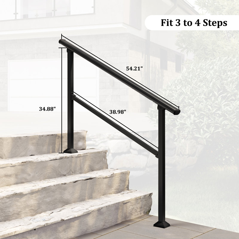 Rampe d'escalier noire d'extérieur, 36" H x 36" W x 1.57" D