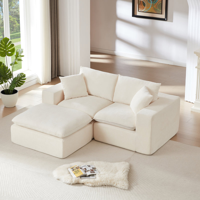 Nuage moderne à 2 places, blanc, profilé, doux et rembourré d'éponge à haute densité, idéal pour les espaces de bureau