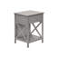 Table d'appoint à 2 niveaux en placage gris antique avec tiroir et tablette pour la décoration de salon de chambre à coucher, finition ou table de chevet idéale
