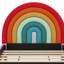 Tête de lit unique en forme d'arc-en-ciel, lit plateforme tapissier confortable