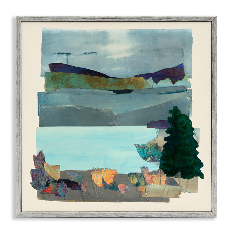 «Abstract Lake View Scene», art de la giclée encadrée par Sara Everett, Estampe numérique Farmhouse, H 17 po x l 17 po