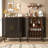 Fluted Wine Bar Cabinet With 8-Grid Wine Rack, 5-Level Adjustable Shelves, 2 Glass Holders, And Hidden Storage, Modern Liquor Coffee Station-1926266307