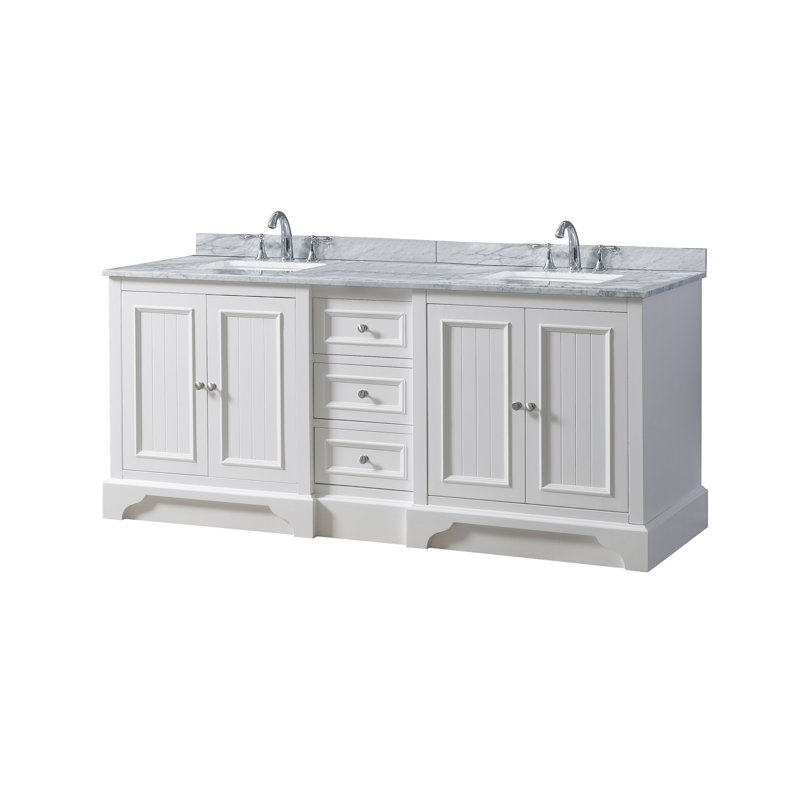 Celyn 72 " W Freestanding Standard Free Standing 2 Double Vanity Bathroom Vanity With Marble Top