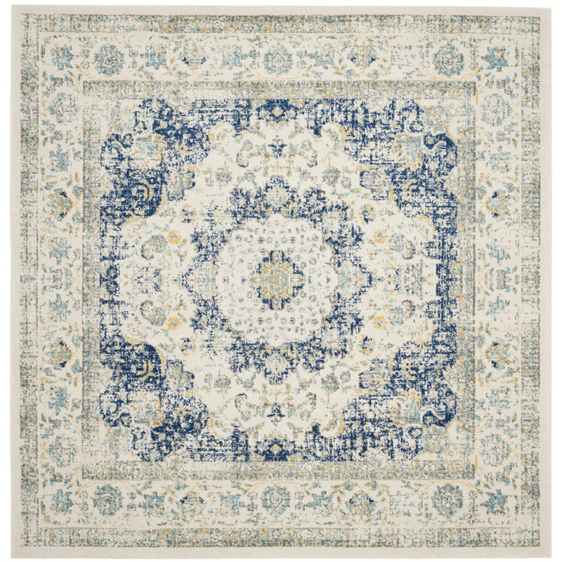 Annette Oriental Ivory/Blue Area Rug, Square 9'