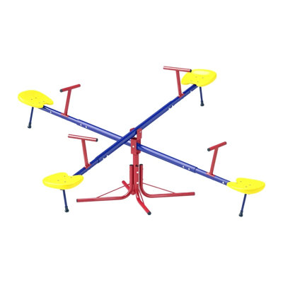 Balançoire à bascule rotative à 360 degrés pour 4 enfants - bascule d'extérieur en métal robuste avec capacité de poids de 88 lb par siège
