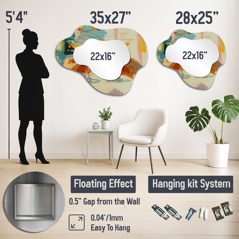 Miroir mural en verre Martini, 25 po x 28 po