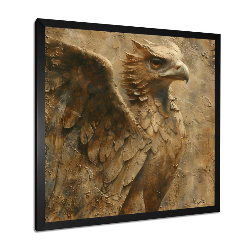Fierté gryphon brune - créature Mythique, H 16 po x l 16 po, Cadre simple noir, bois massif