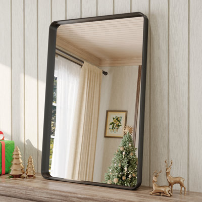 Lunara 1.18" Deep Rounded Corner Rectangular Bathroom Wall Mirror with Premium Tempered Glass & Aluminum Alloy Framed