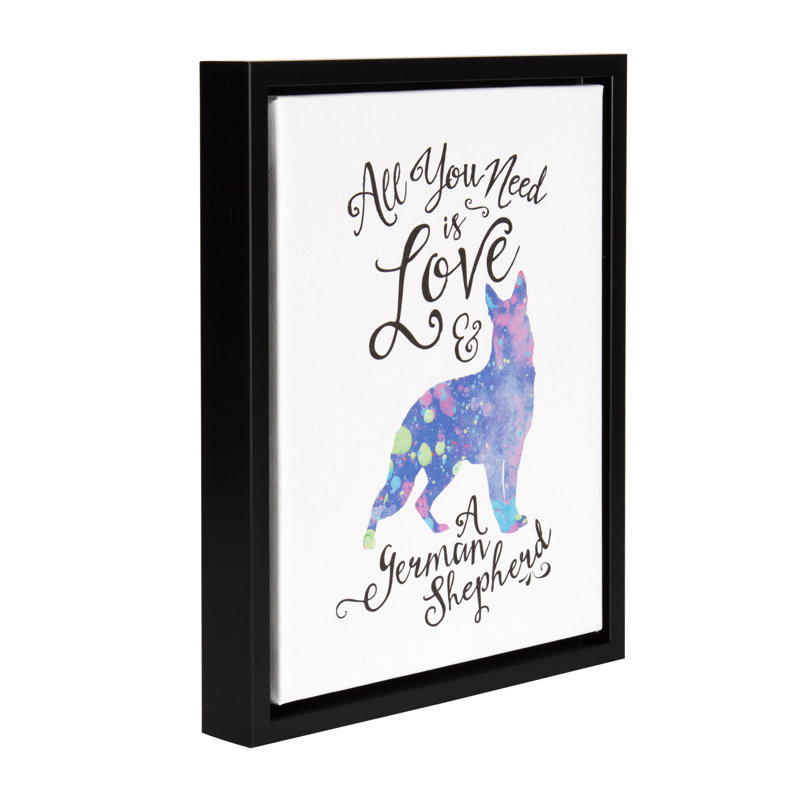 All You Need is Love German Shepherd Canvas Print with Black Frame