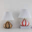 Paquet de 2 lampes de table rechargeables sans fil en verre soufflé à la main avec verre rayé blanc et rouge 3600mah 3 niveaux de lumière tactile pliable 3000K à abat-jour plissé pour la cuisine-332389688