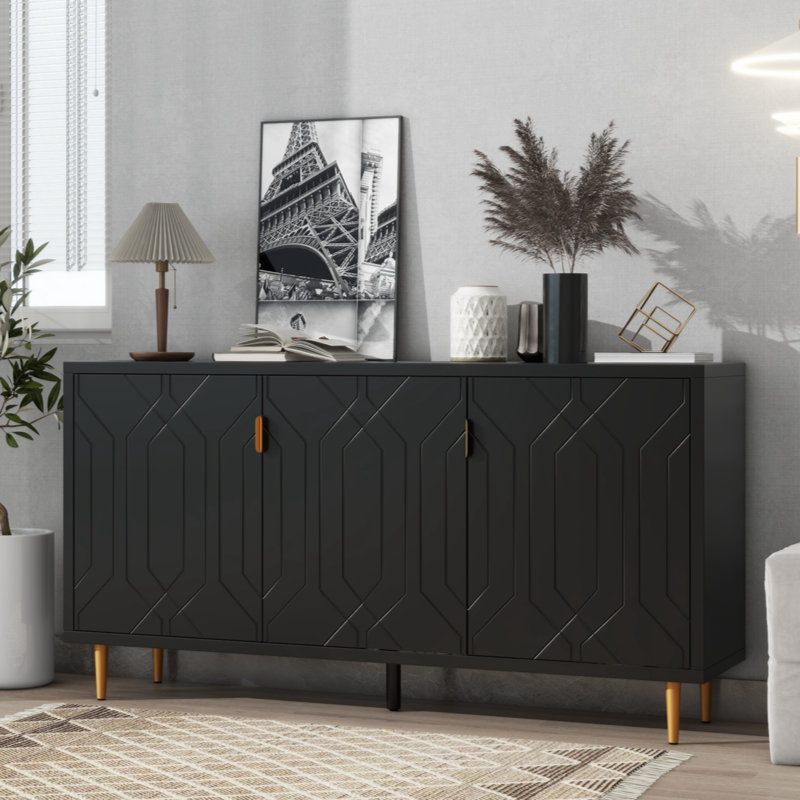  Lakedrick 65'' Console Table,Storage Cabinet with 3 Doors and Adjustable Shelves,Modern TV Stand，Sideboard,buffet cabinet