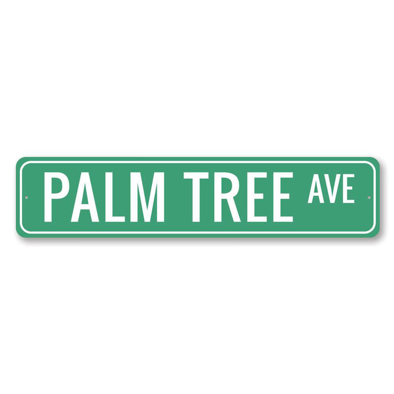 Enseigne en aluminium Palm Tree Avenue, H 6 po x l 24 po x P 0,063 po