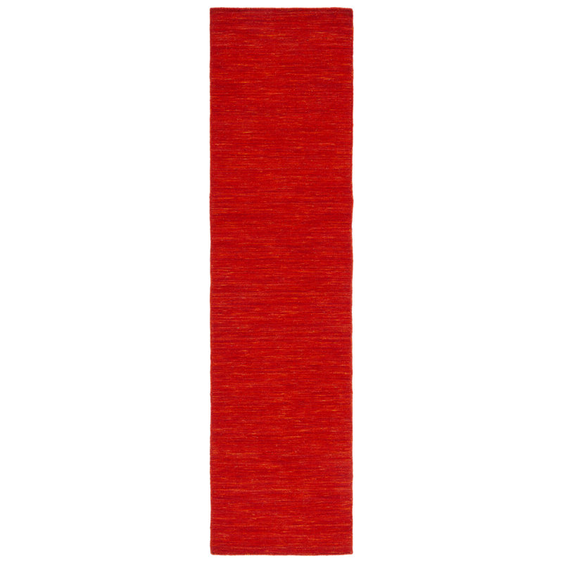 Kilim Hand Loomed Wool/Cotton Rug in Red/Rust, Runner 2'3" x 9'