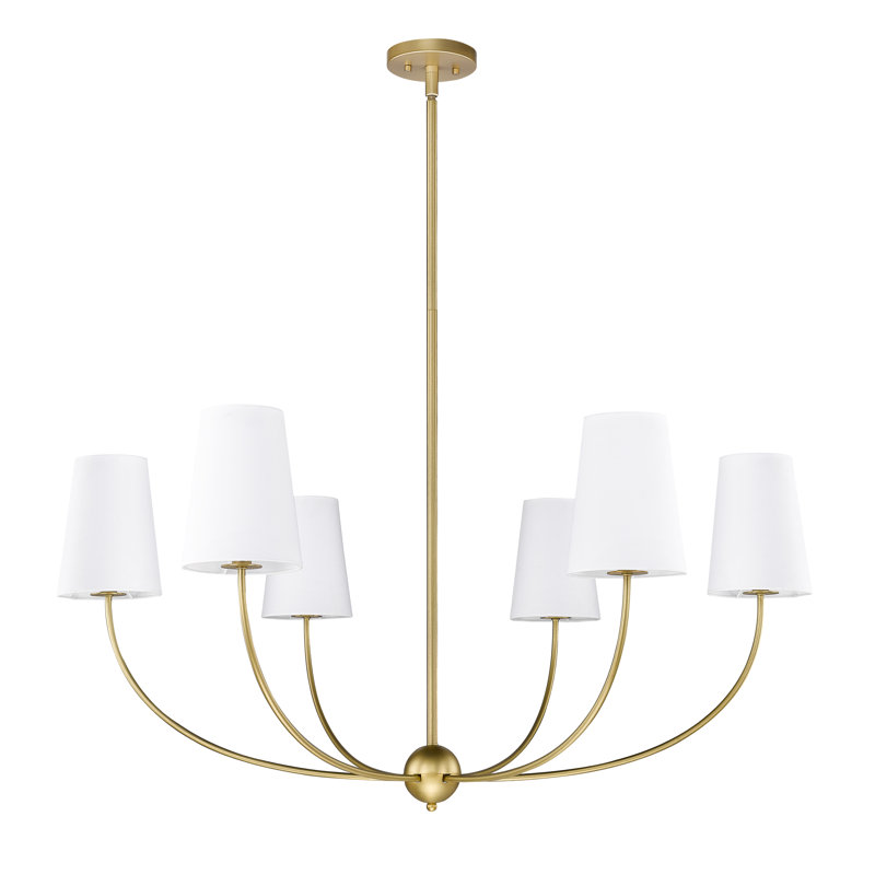 Caral Dimmable Traditional Shaded Chandelier, 19.25" H x 42" W x 42" D, Rubbed Brass, 6