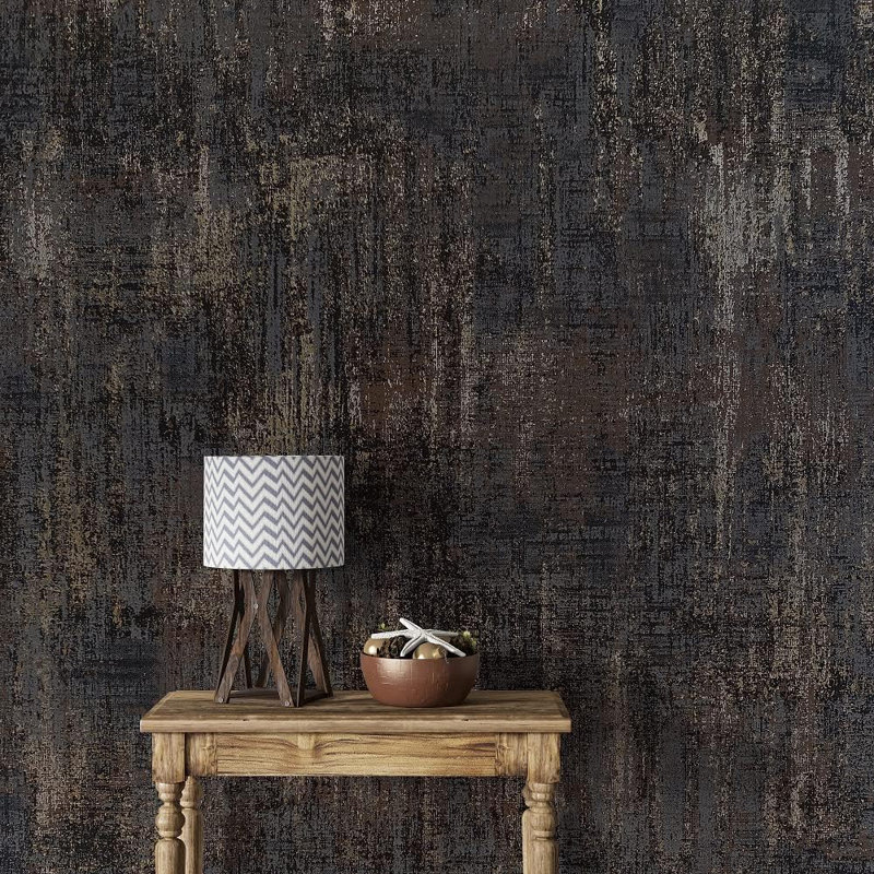 Matériau de papier peint métallique délavé à texture industrielle pour un décor rustique moderne