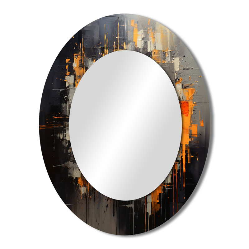 Miroir mural ovale doré et gris Crypto, 43 po x 33 po